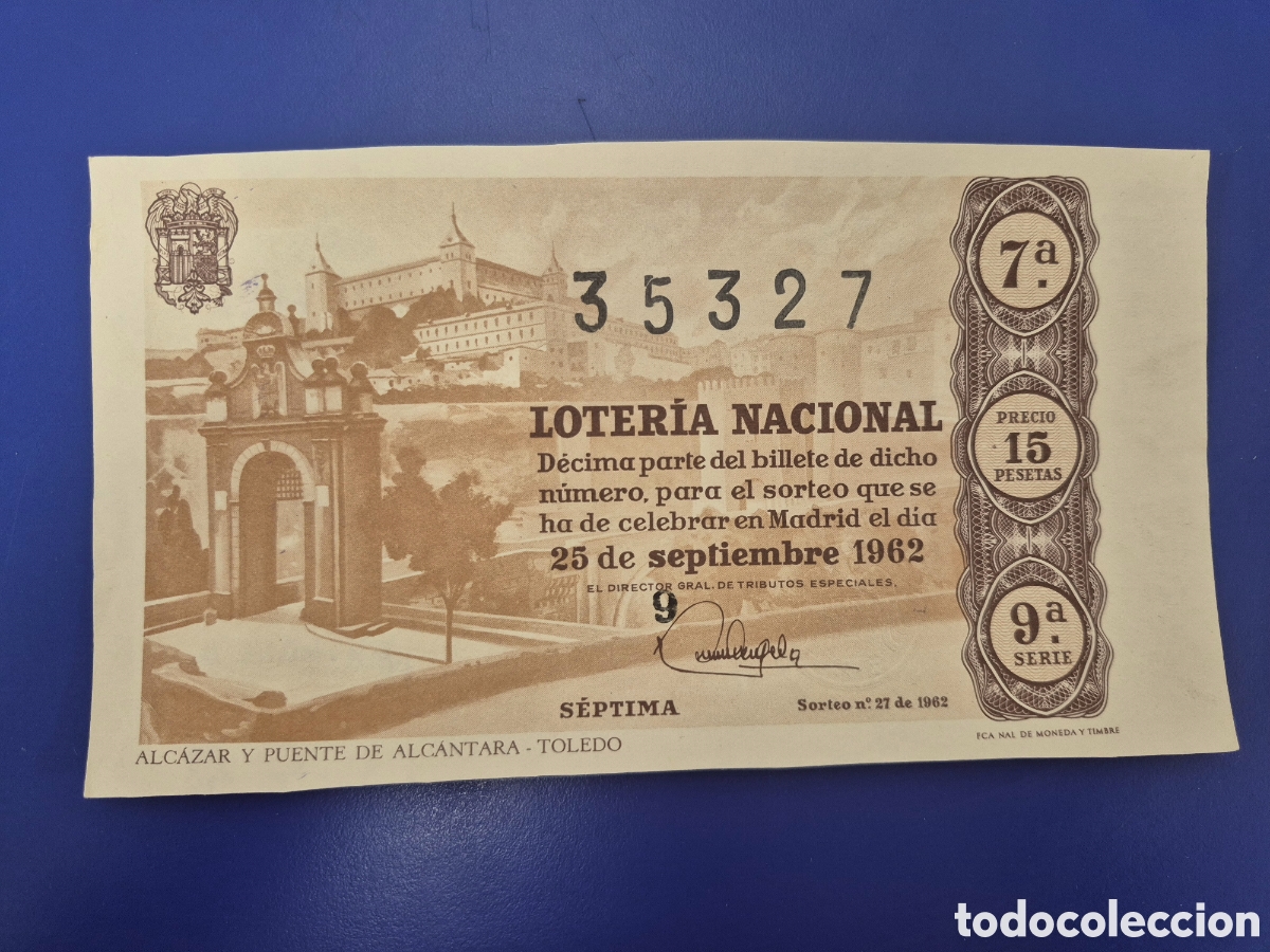 Loter&iacute;a nacional: LOTERIA NACIONAL SORTEO 27 DE 1962 SERIE 9