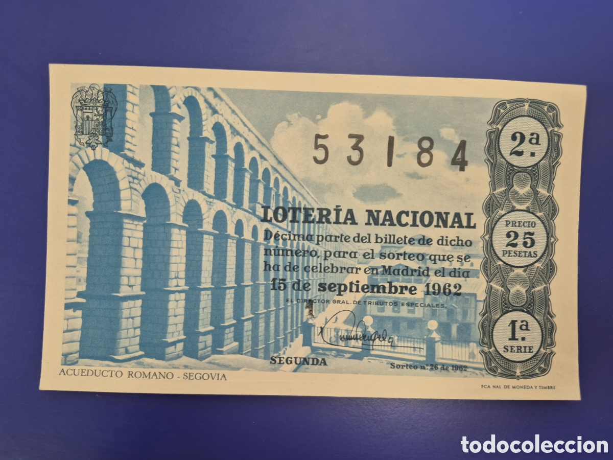 Loter&iacute;a nacional: LOTERIA NACIONAL SORTEO 26 DE 1962 SERIE 1