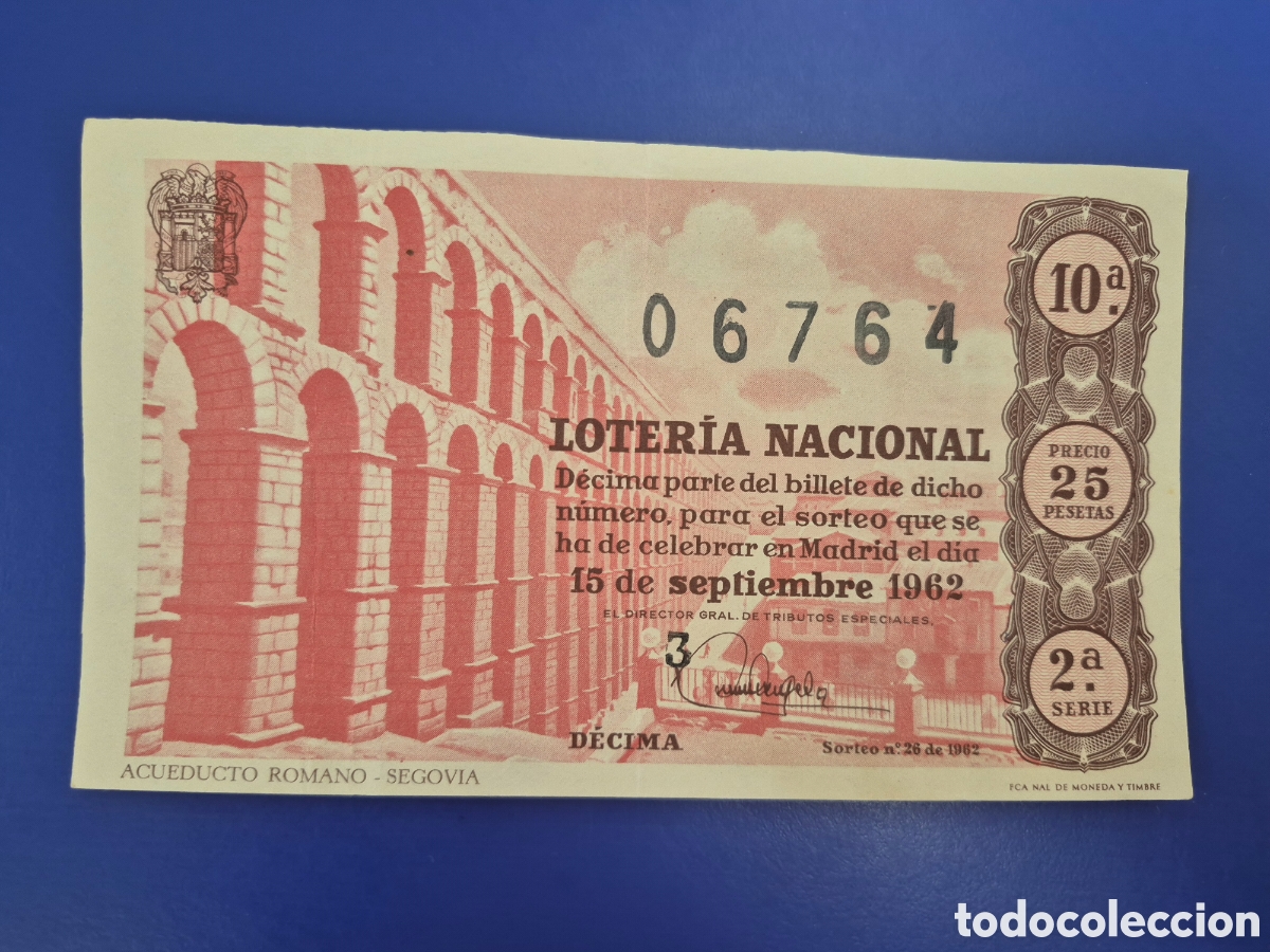 Loter&iacute;a nacional: LOTERIA NACIONAL SORTEO 26 DE 1962 SERIE 2