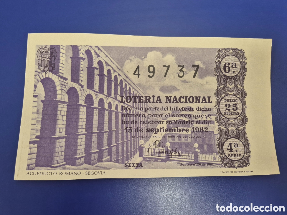 Loter&iacute;a nacional: LOTERIA NACIONAL SORTEO 26 DE 1962 SERIE 4