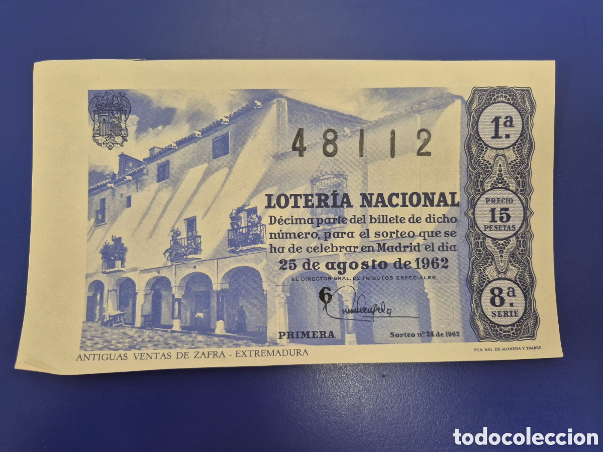 Loter&iacute;a nacional: LOTERIA NACIONAL SORTEO 24 DE 1962 SERIE 8
