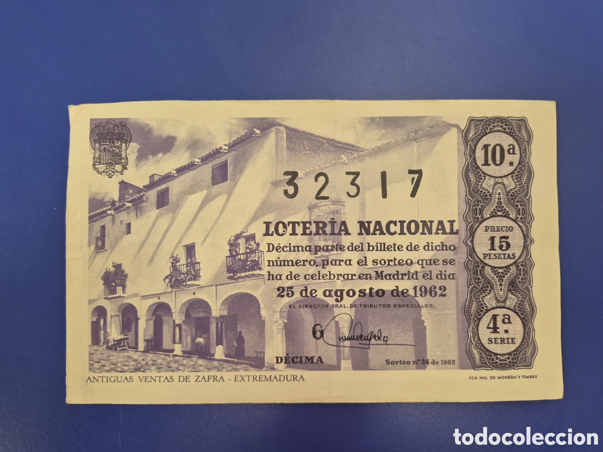 Loter&iacute;a nacional: LOTERIA NACIONAL SORTEO 24 DE 1962 SERIE 4