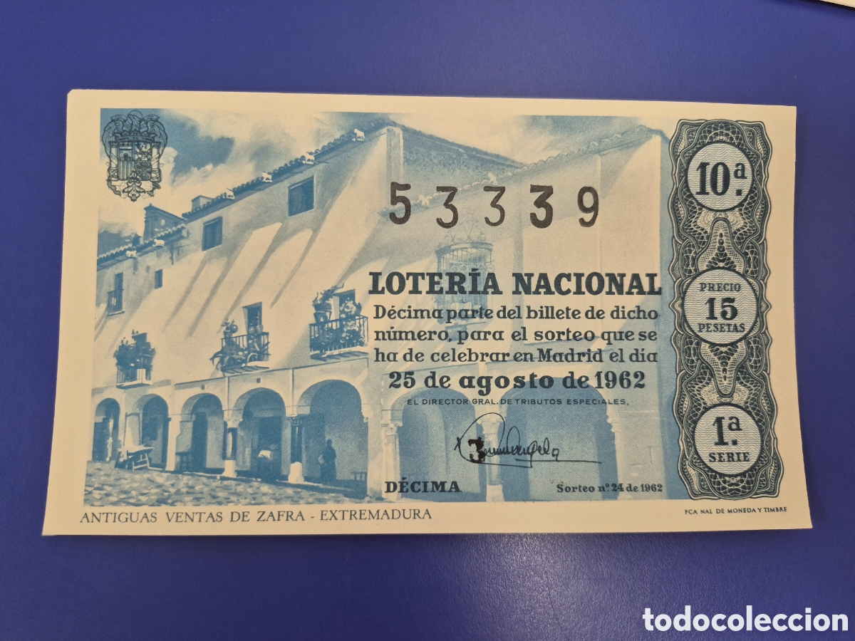 Loter&iacute;a nacional: LOTERIA NACIONAL SORTEO 24 DE 1962 SERIE 1