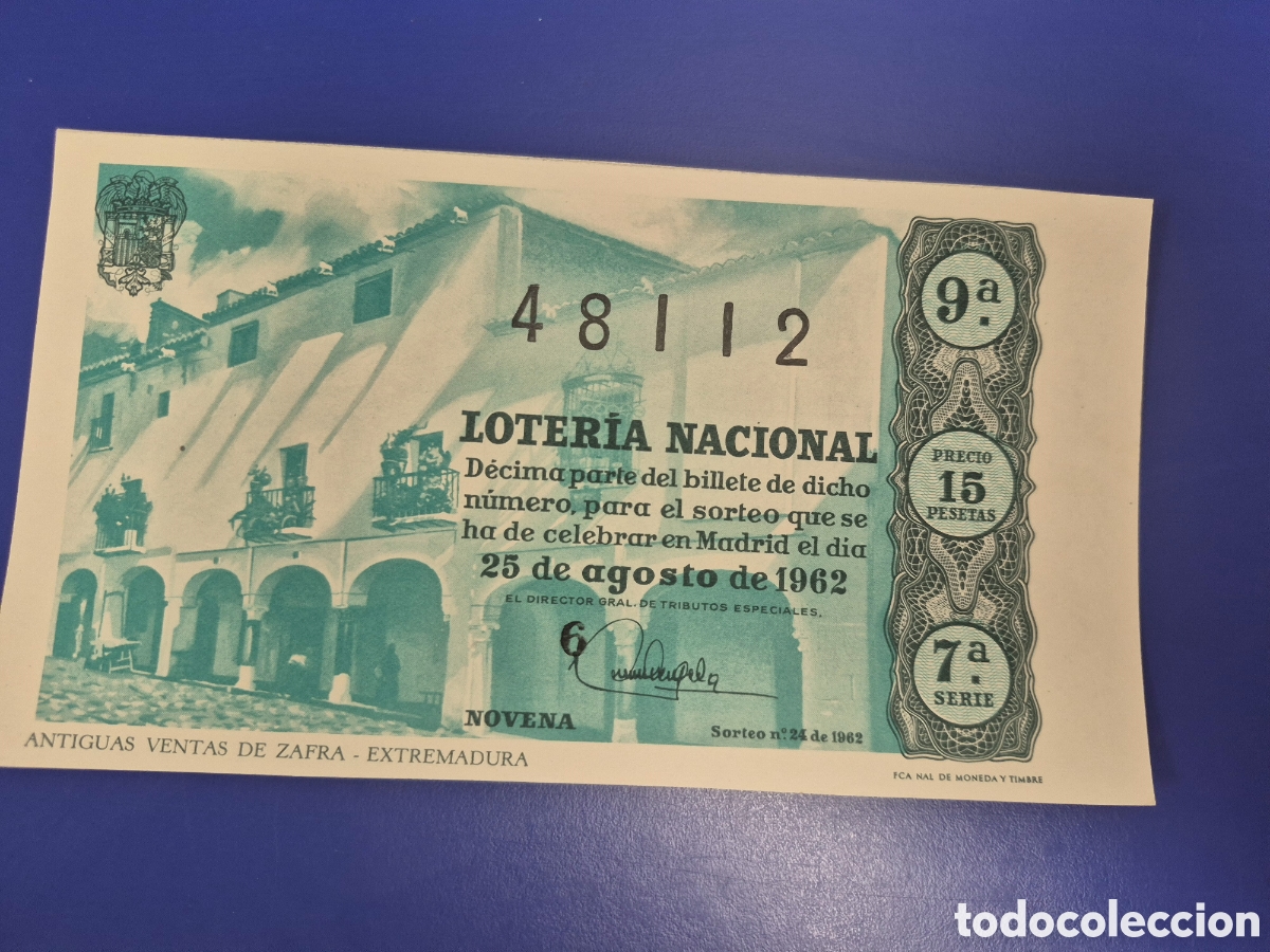 Loter&iacute;a nacional: LOTERIA NACIONAL SORTEO 24 DE 1962 SERIE 7