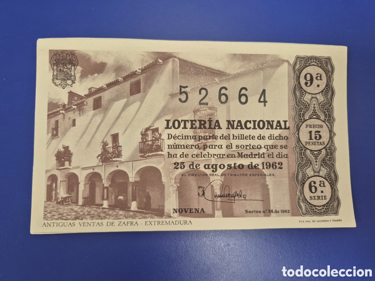 Loter&iacute;a nacional: LOTERIA NACIONAL SORTEO 24 DE 1962 SERIE 6