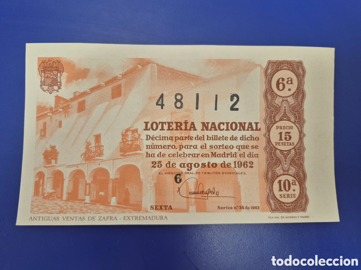 Loter&iacute;a nacional: LOTERIA NACIONAL SORTEO 24 DE 1962 SERIE 10