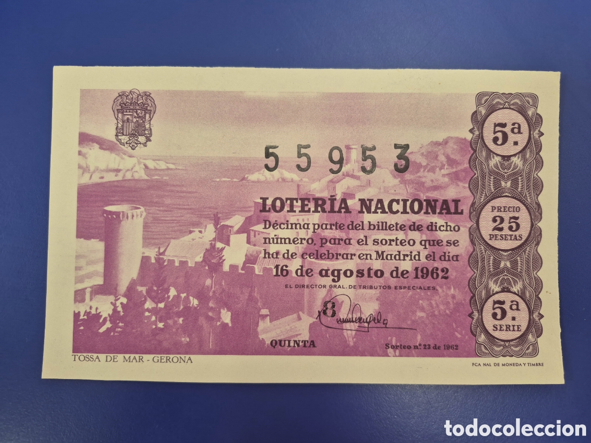 Loter&iacute;a nacional: LOTERIA NACIONAL SORTEO 23 DE 1962 SERIE 5