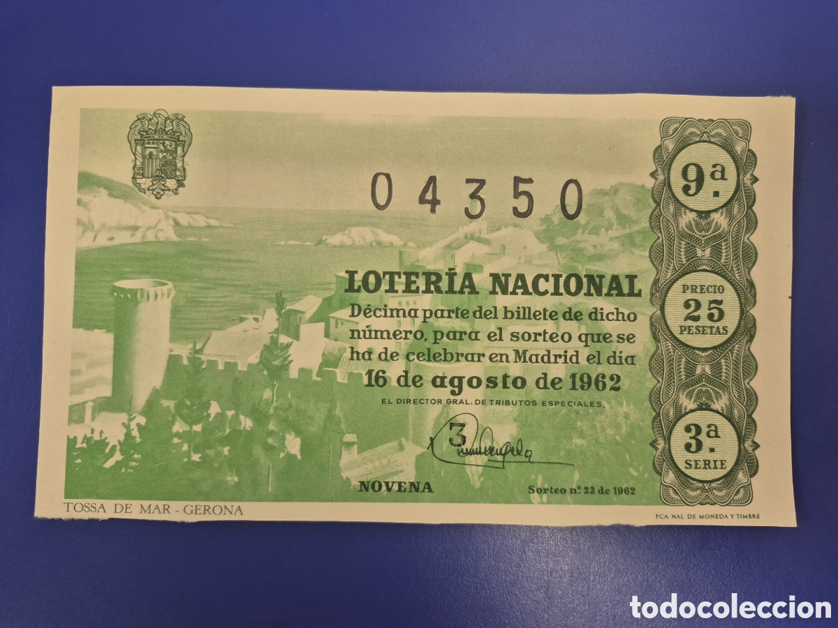 Loter&iacute;a nacional: LOTERIA NACIONAL SORTEO 23 DE 1962 SERIE 3