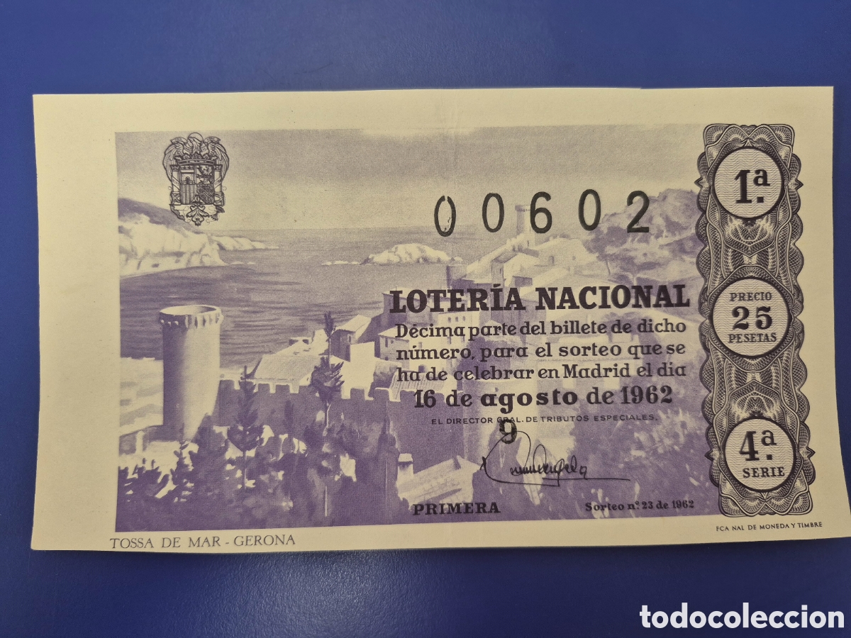 Loter&iacute;a nacional: LOTERIA NACIONAL SORTEO 23 DE 1962 SERIE 4