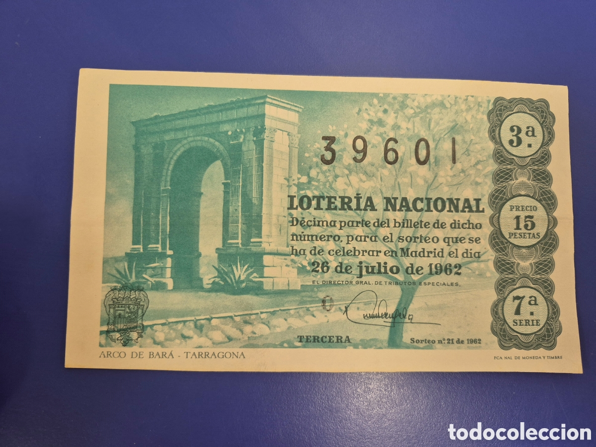 Loter&iacute;a nacional: LOTERIA NACIONAL SORTEO 21 DE 1962 SERIE 7