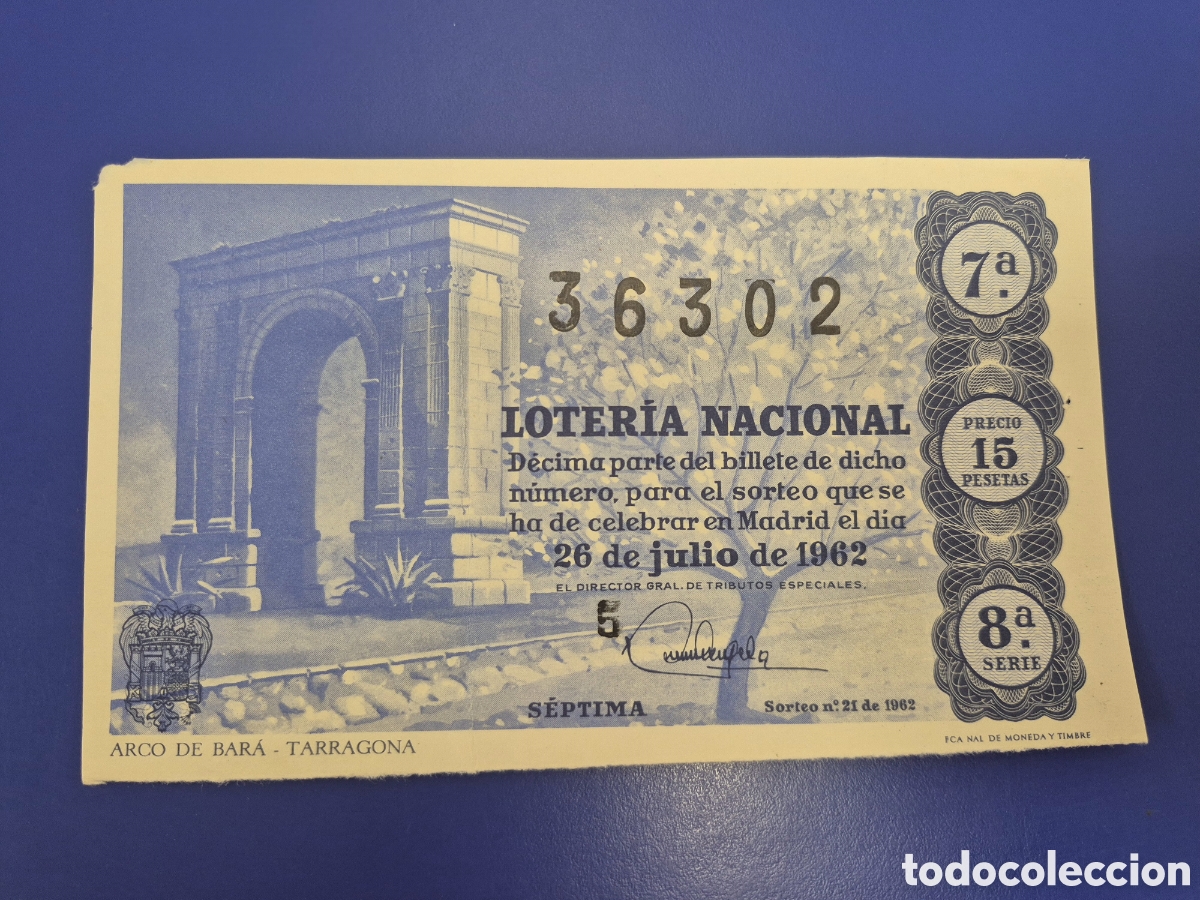 Loter&iacute;a nacional: LOTERIA NACIONAL SORTEO 21 DE 1962 SERIE 8