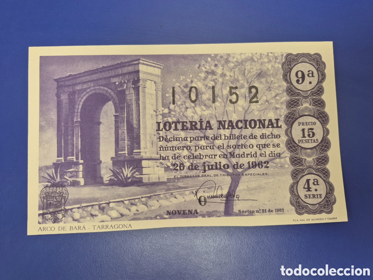 Loter&iacute;a nacional: LOTERIA NACIONAL SORTEO 21 DE 1962 SERIE 4