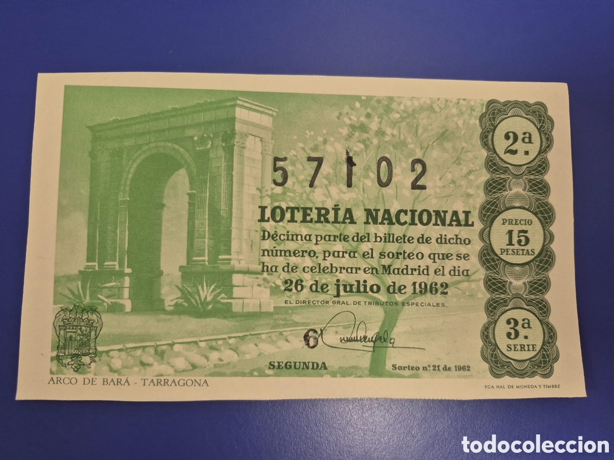 Loter&iacute;a nacional: LOTERIA NACIONAL SORTEO 21 DE 1962 SERIE 3