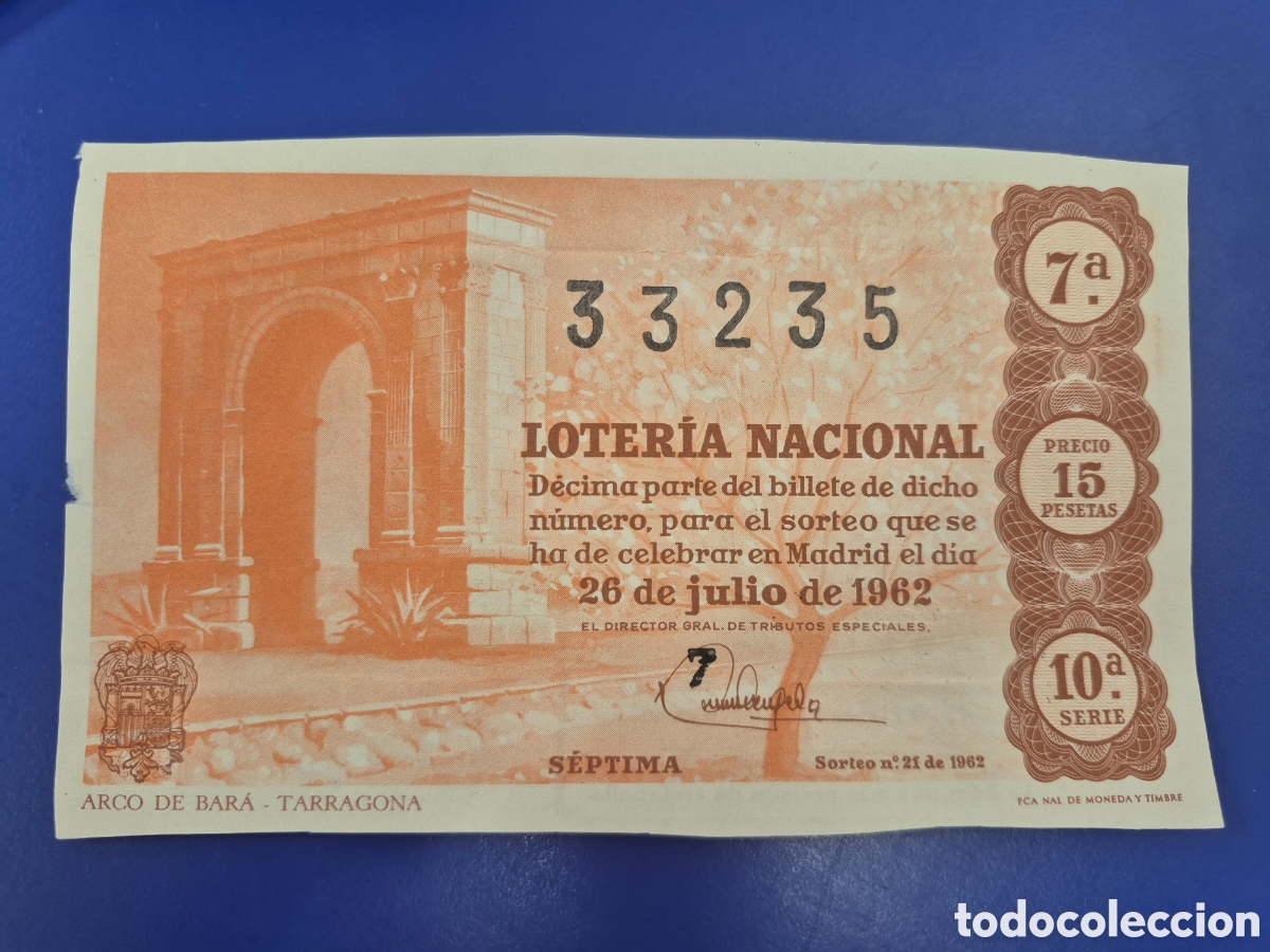 Loter&iacute;a nacional: LOTERIA NACIONAL SORTEO 21 DE 1962 SERIE 10