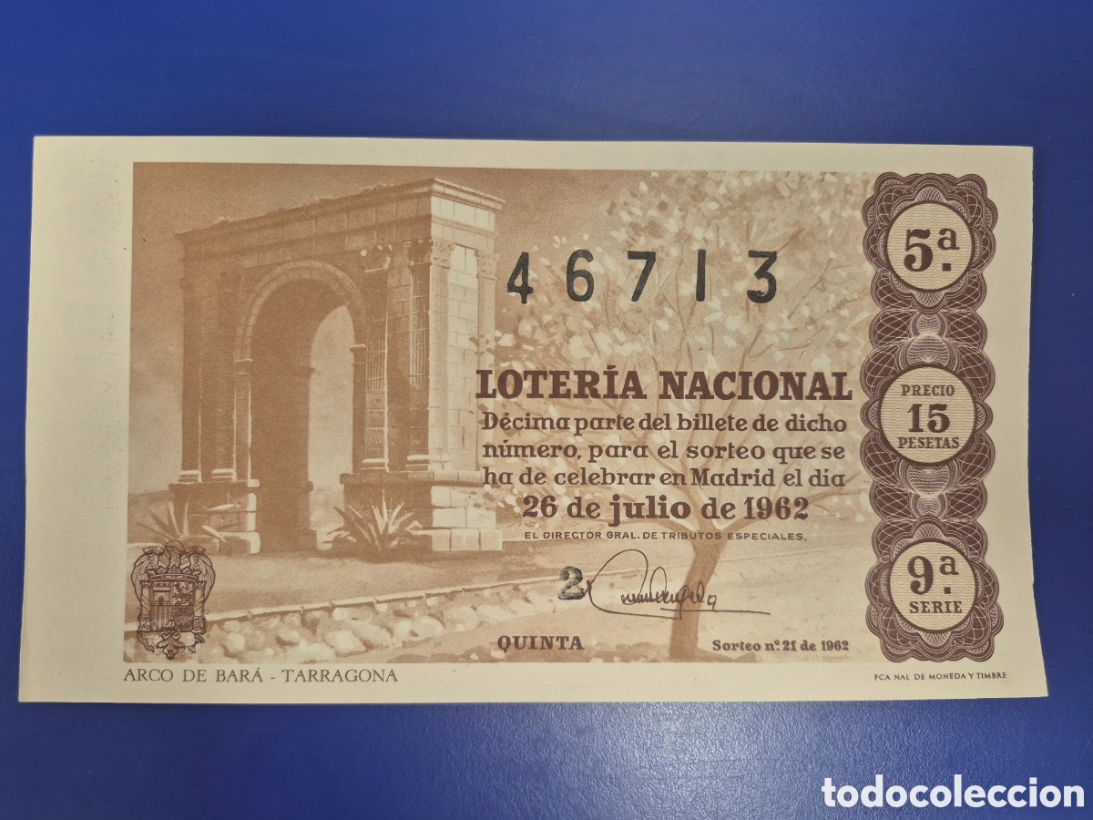Loter&iacute;a nacional: LOTERIA NACIONAL SORTEO 21 DE 1962 SERIE 6