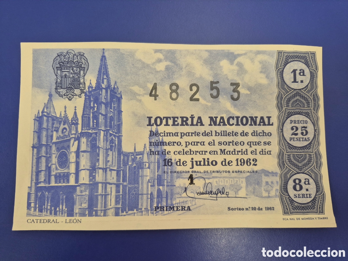 Loter&iacute;a nacional: LOTERIA NACIONAL SORTEO 20 DE 1962 SERIE 8
