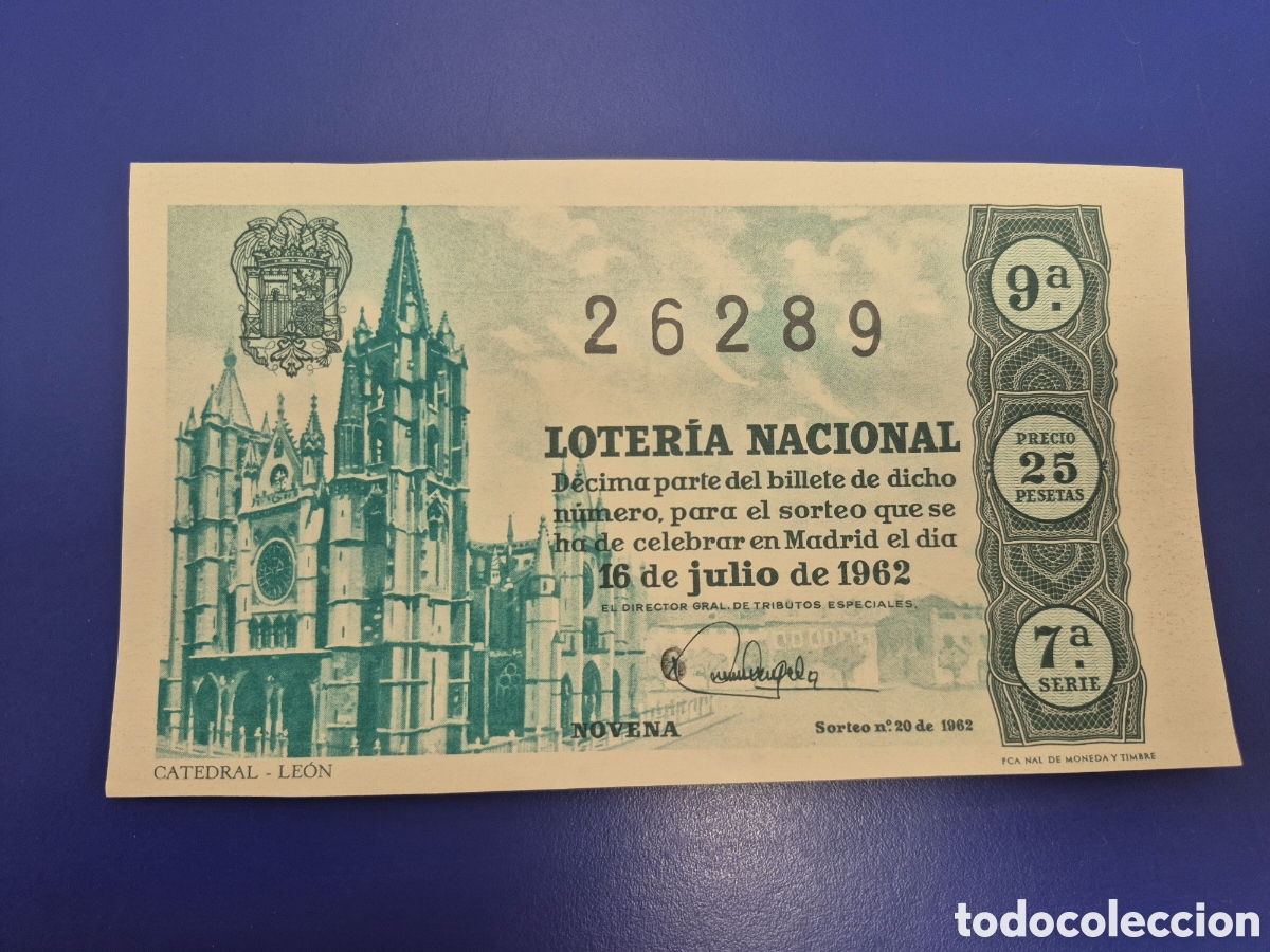 Loter&iacute;a nacional: LOTERIA NACIONAL SORTEO 20 DE 1962 SERIE 7