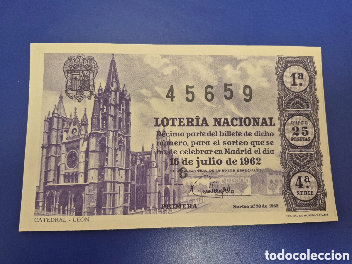 Loter&iacute;a nacional: LOTERIA NACIONAL SORTEO 20 DE 1962 SERIE 4