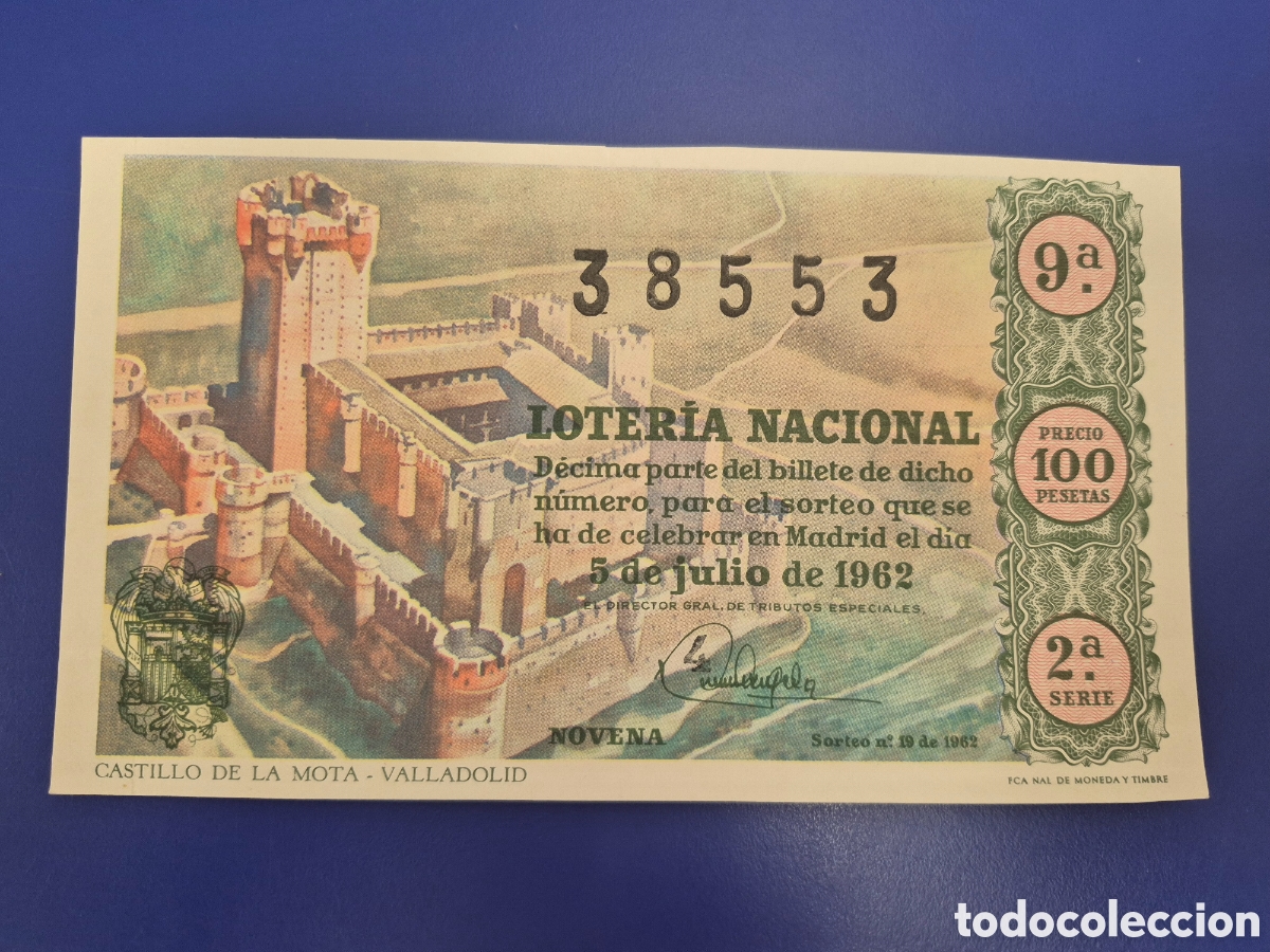 Loter&iacute;a nacional: LOTERIA NACIONAL SORTEO 19 DE 1962 SERIE 2