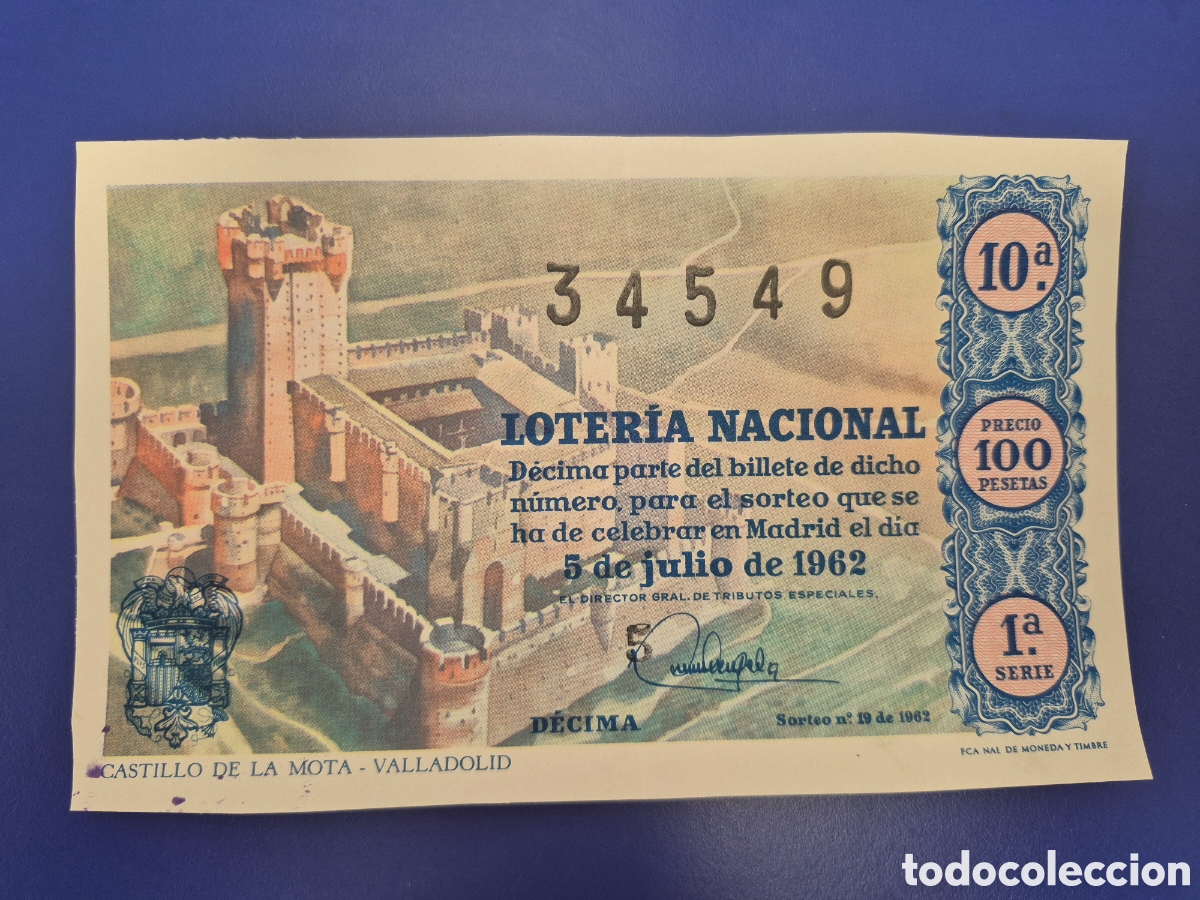 Loter&iacute;a nacional: LOTERIA NACIONAL SORTEO 19 DE 1962 SERIE 1