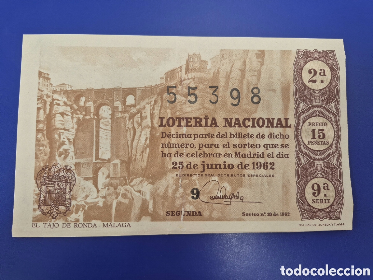 Loter&iacute;a nacional: LOTERIA NACIONAL SORTEO 18 DE 1962 SERIE 9