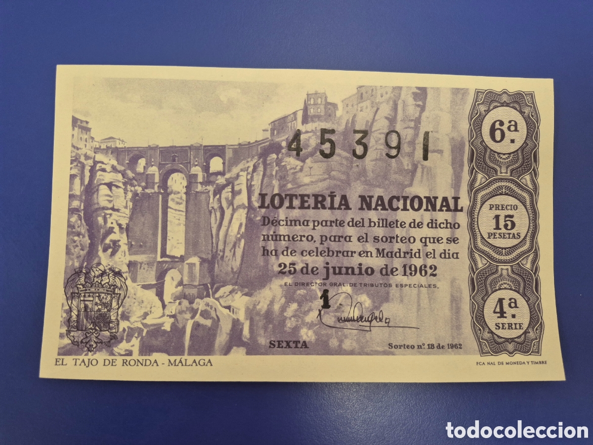 Loter&iacute;a nacional: LOTERIA NACIONAL SORTEO 18 DE 1962 SERIE 4