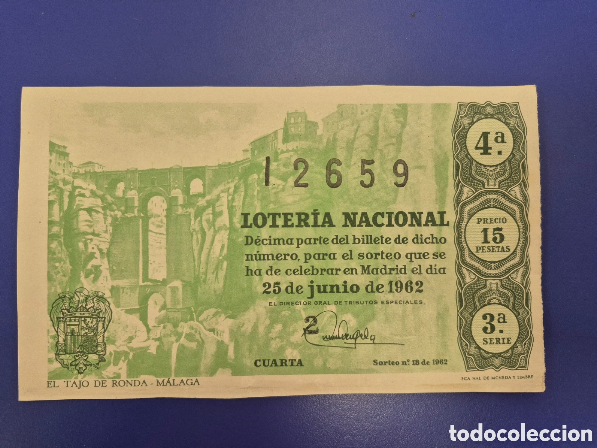 Loter&iacute;a nacional: LOTERIA NACIONAL SORTEO 18 DE 1962 SERIE 3