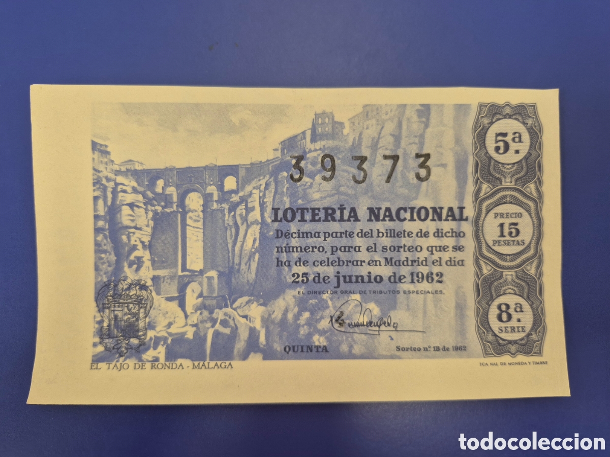 Loter&iacute;a nacional: LOTERIA NACIONAL SORTEO 18 DE 1962 SERIE 8