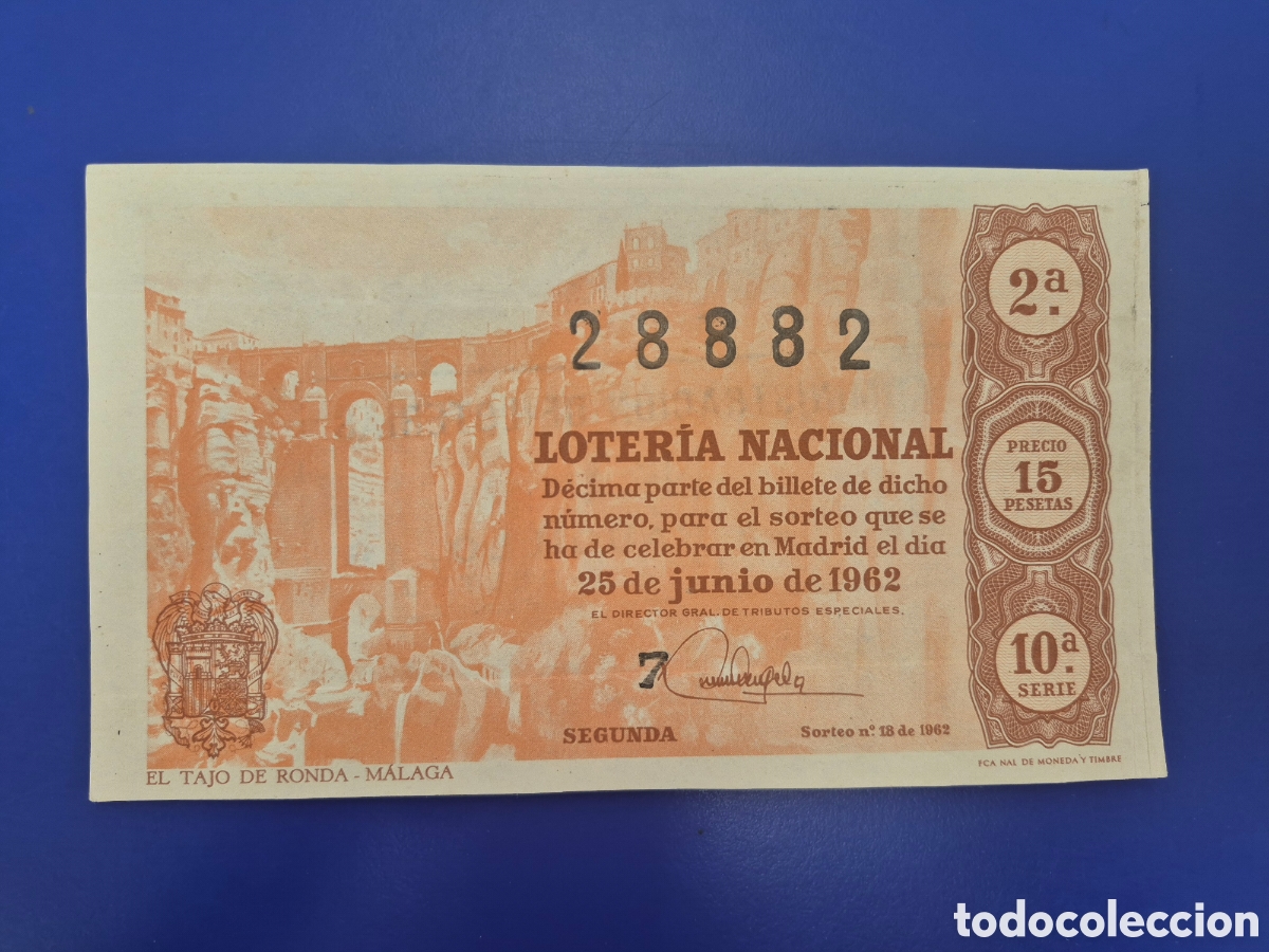 Loter&iacute;a nacional: LOTERIA NACIONAL SORTEO 18 DE 1962 SERIE 10