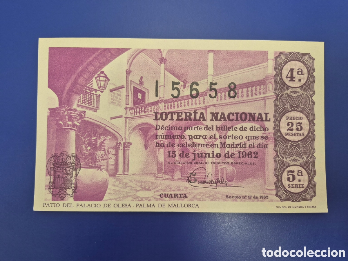 Loter&iacute;a nacional: LOTERIA NACIONAL SORTEO 17 DE 1962 SERIE 5