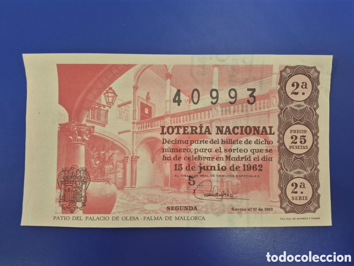 Loter&iacute;a nacional: LOTERIA NACIONAL SORTEO 17 DE 1962 SERIE 2