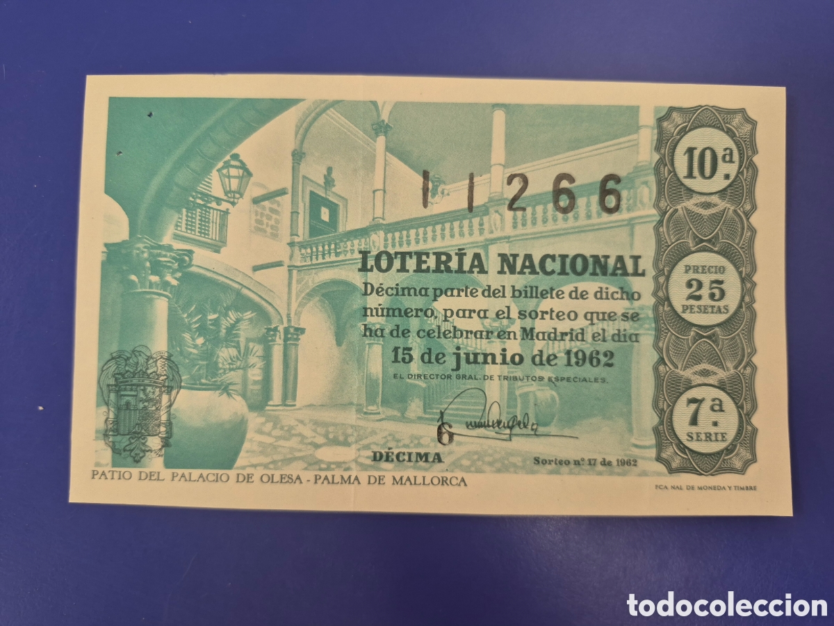 Loter&iacute;a nacional: LOTERIA NACIONAL SORTEO 17 DE 1962 SERIE 7