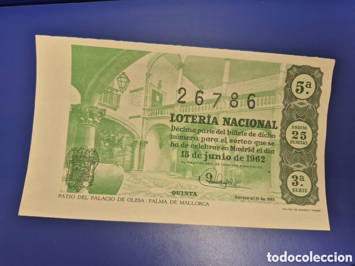 Loter&iacute;a nacional: LOTERIA NACIONAL SORTEO 17 DE 1962 SERIE 3