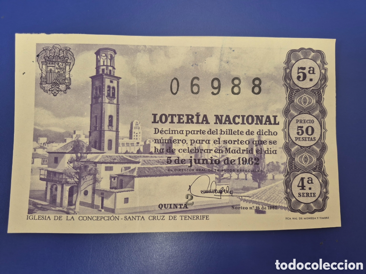 Loter&iacute;a nacional: LOTERIA NACIONAL SORTEO 16 DE 1962 SERIE 4