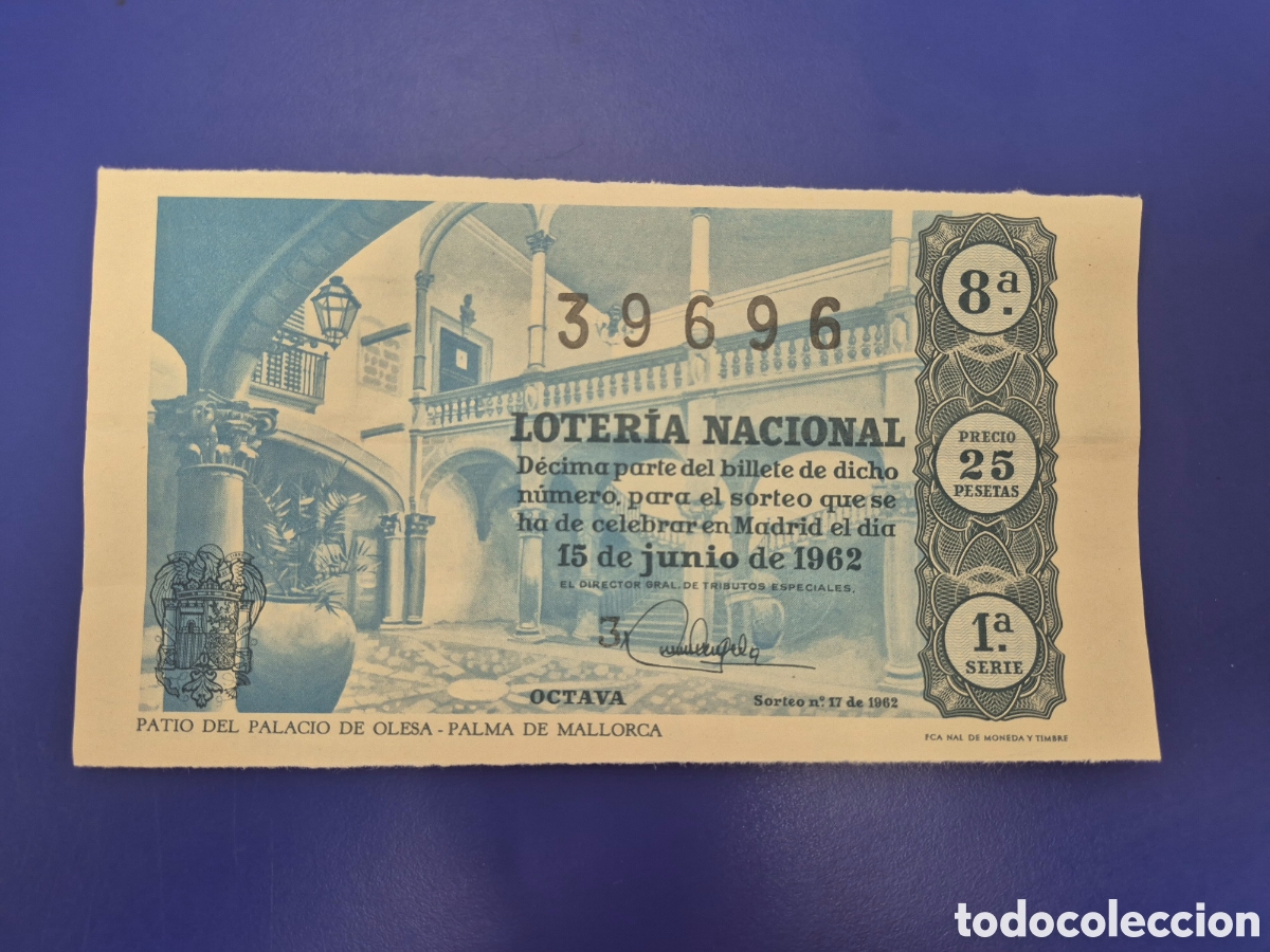 Loter&iacute;a nacional: LOTERIA NACIONAL SORTEO 17 DE 1962 SERIE 1