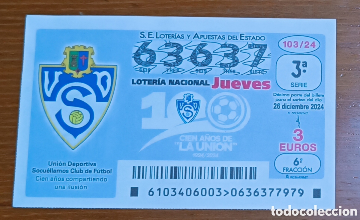 Loter&iacute;a nacional: U D Socu&eacute;llamos, d&eacute;cimo jueves sorteado