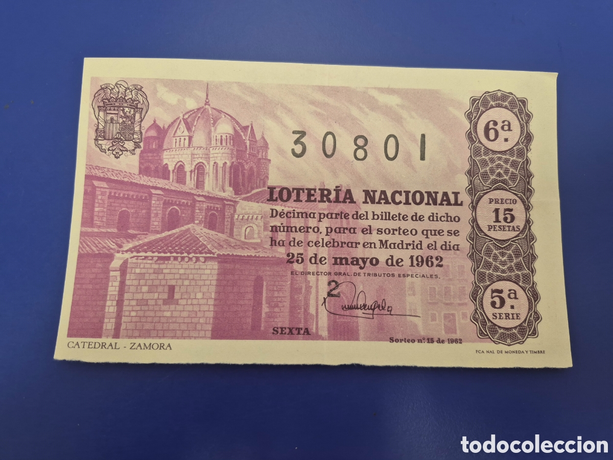 Loter&iacute;a nacional: LOTERIA NACIONAL SORTEO 15 DE 1962 SERIE 5