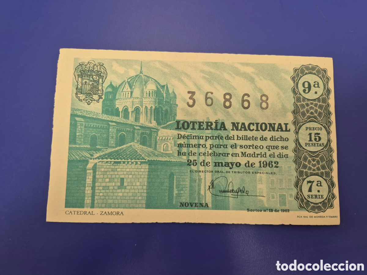 Loter&iacute;a nacional: LOTERIA NACIONAL SORTEO 15 DE 1962 SERIE 7