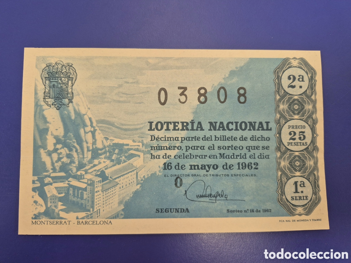 Loter&iacute;a nacional: LOTERIA NACIONAL SORTEO 14 DE 1962 SERIE 1