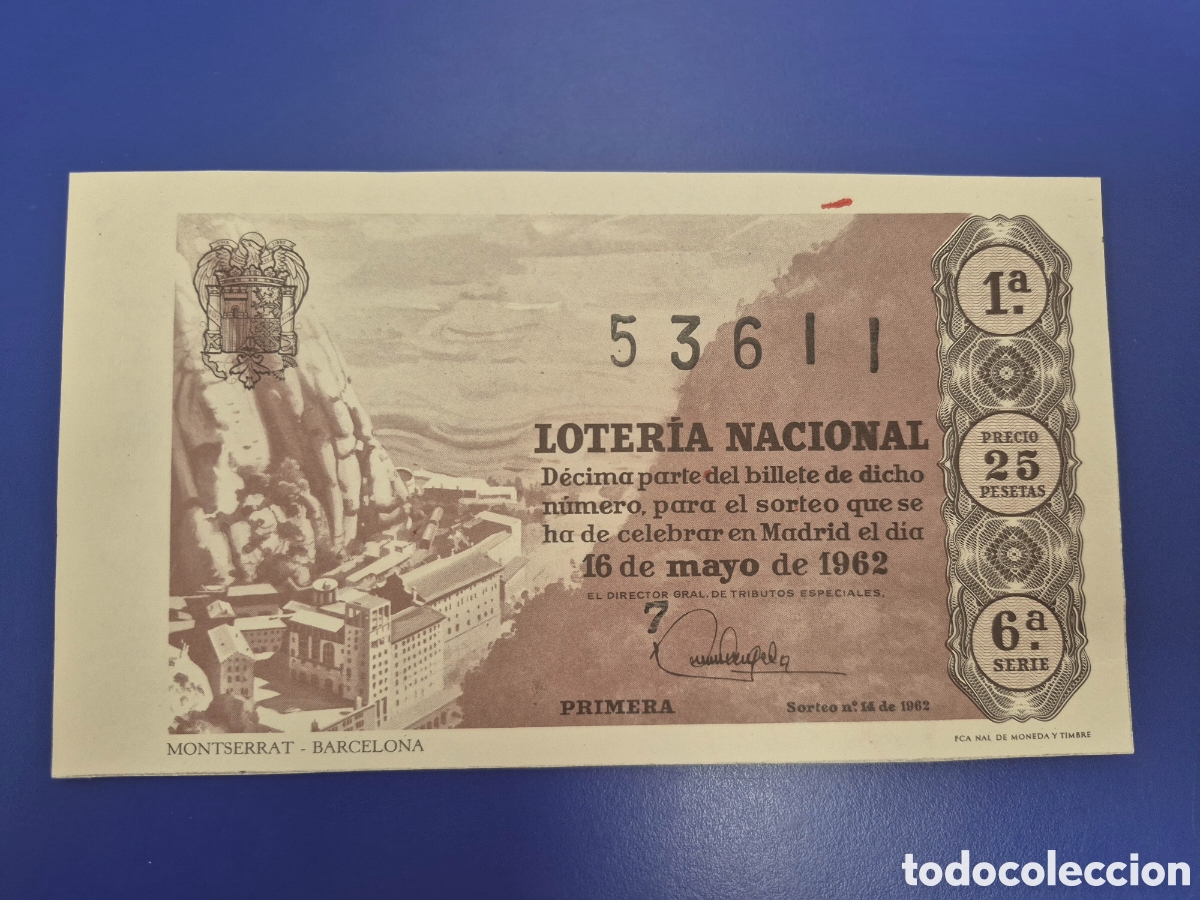 Loter&iacute;a nacional: LOTERIA NACIONAL SORTEO 14 DE 1962 SERIE 6