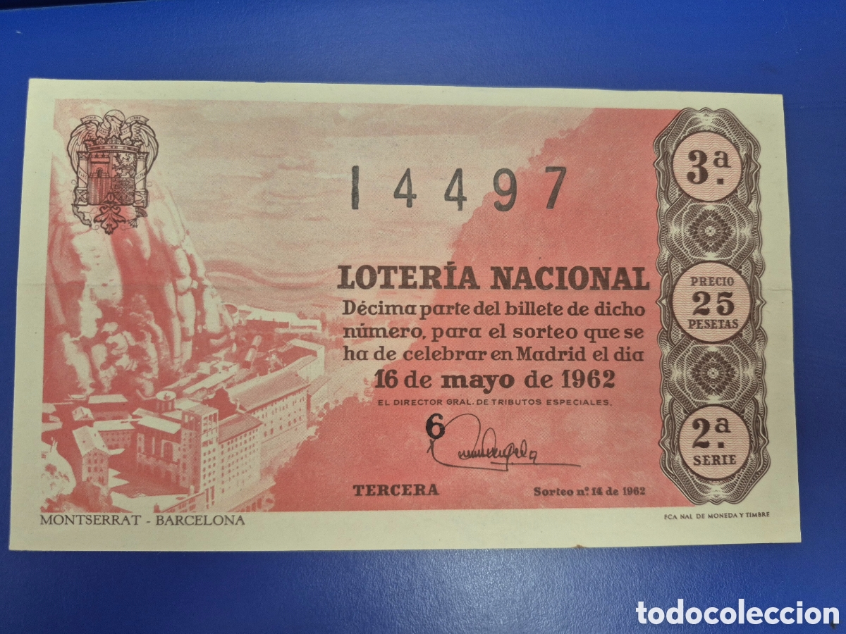 Loter&iacute;a nacional: LOTERIA NACIONAL SORTEO 14 DE 1962 SERIE 2