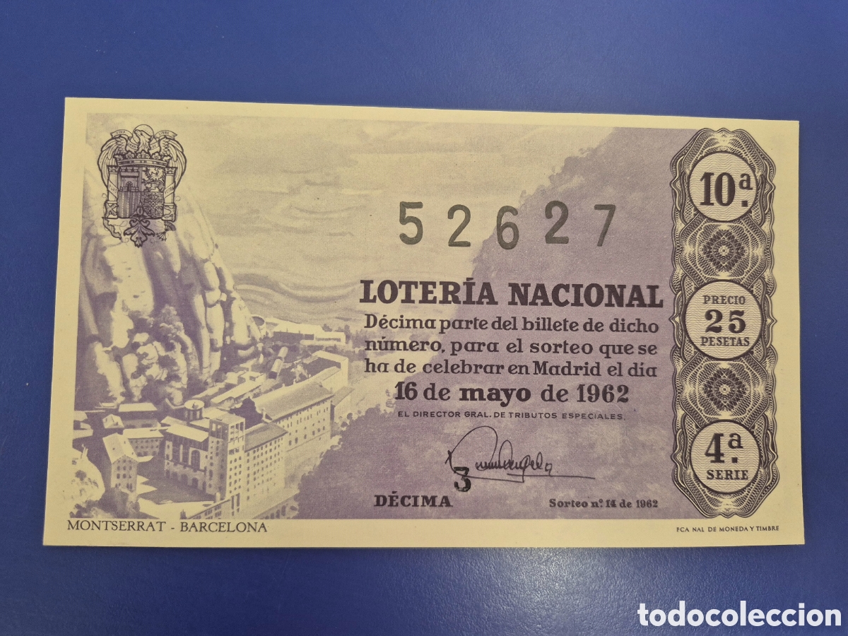 Loter&iacute;a nacional: LOTERIA NACIONAL SORTEO 14 DE 1962 SERIE 4