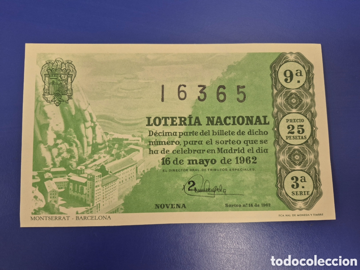 Loter&iacute;a nacional: LOTERIA NACIONAL SORTEO 14 DE 1962 SERIE 3