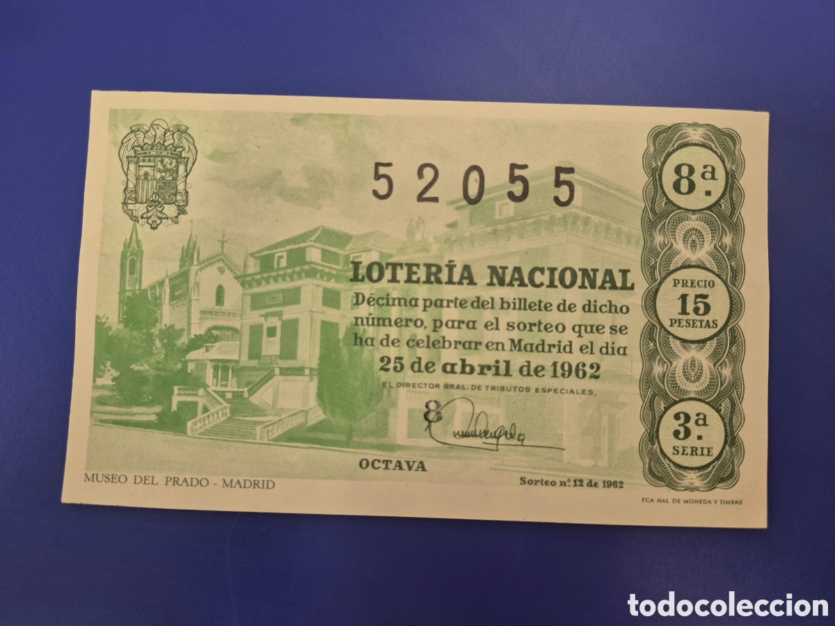Loter&iacute;a nacional: LOTERIA NACIONAL SORTEO 12 DE 1962 SERIE 3
