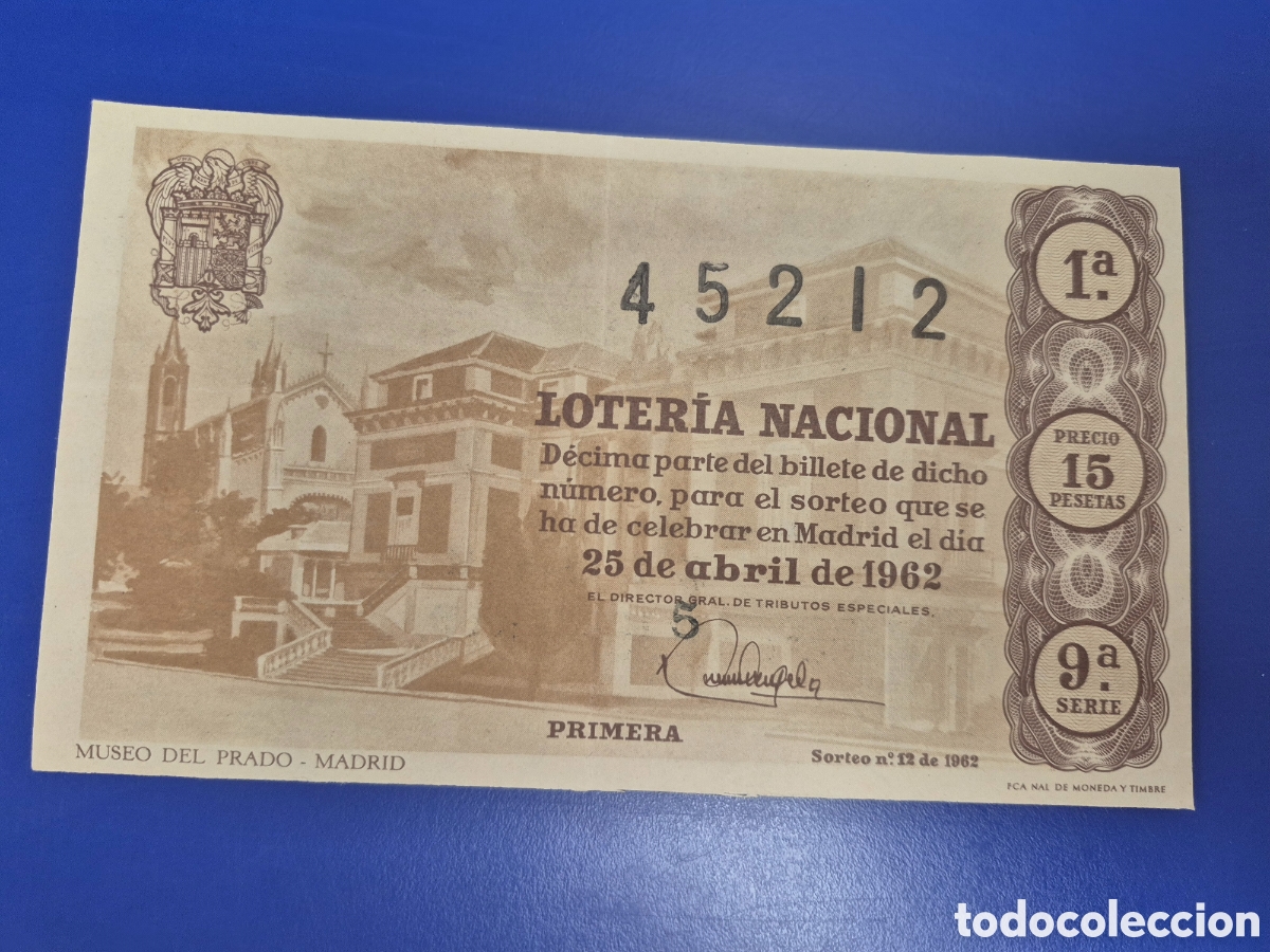 Loter&iacute;a nacional: LOTERIA NACIONAL SORTEO 12 DE 1962 SERIE 9