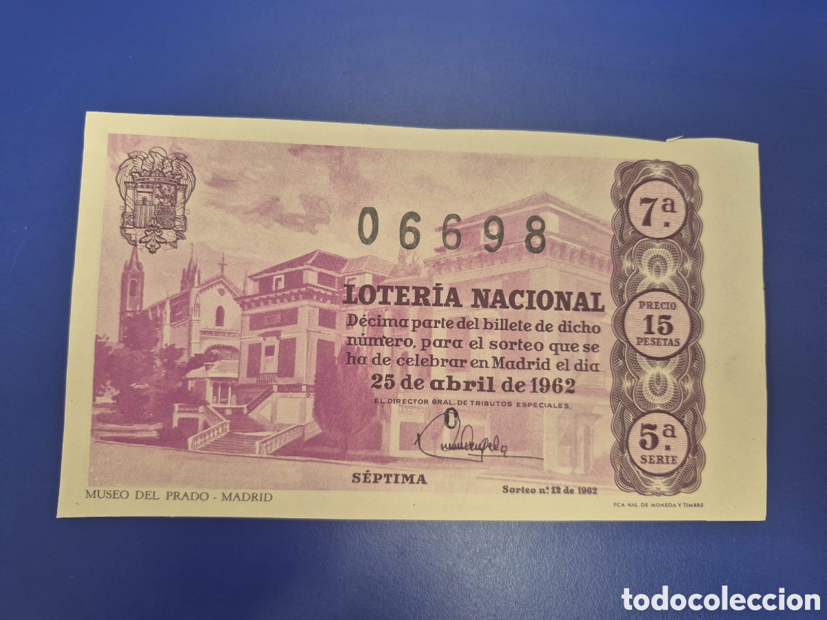 Loter&iacute;a nacional: LOTERIA NACIONAL SORTEO 12 DE 1962 SERIE 5