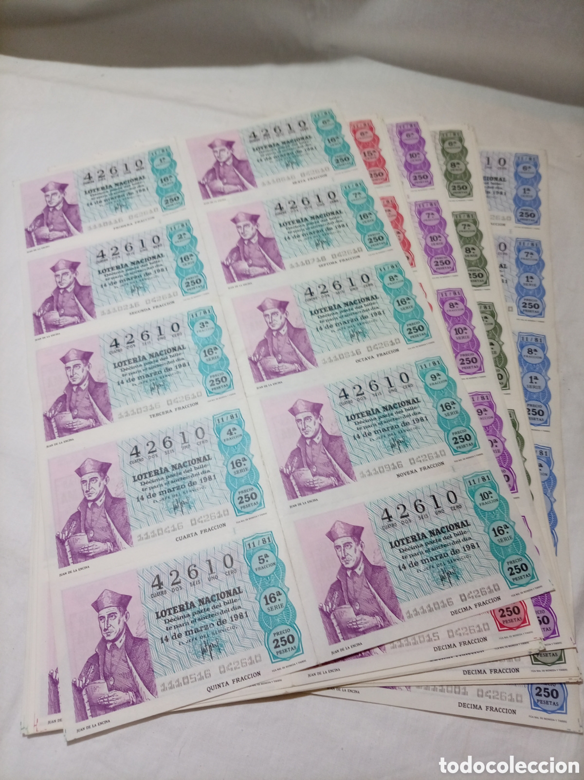 Loter&iacute;a nacional: 160 BILLETES LOTERIA NACIONAL 14/3/1981 N&deg; 42610 SERIES DE LA 1 A LA 16