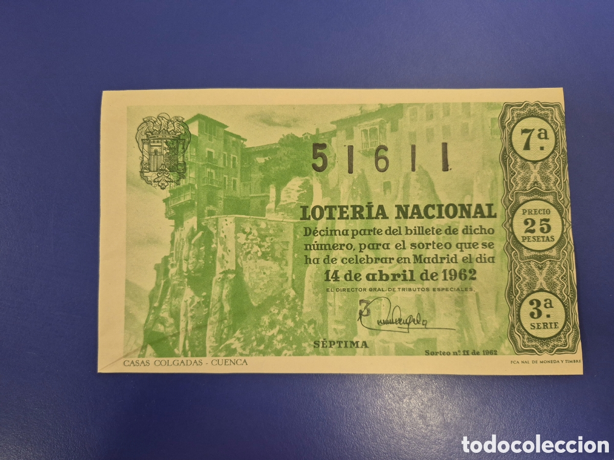 Loter&iacute;a nacional: LOTERIA NACIONAL SORTEO 11 DE 1962 SERIE 3