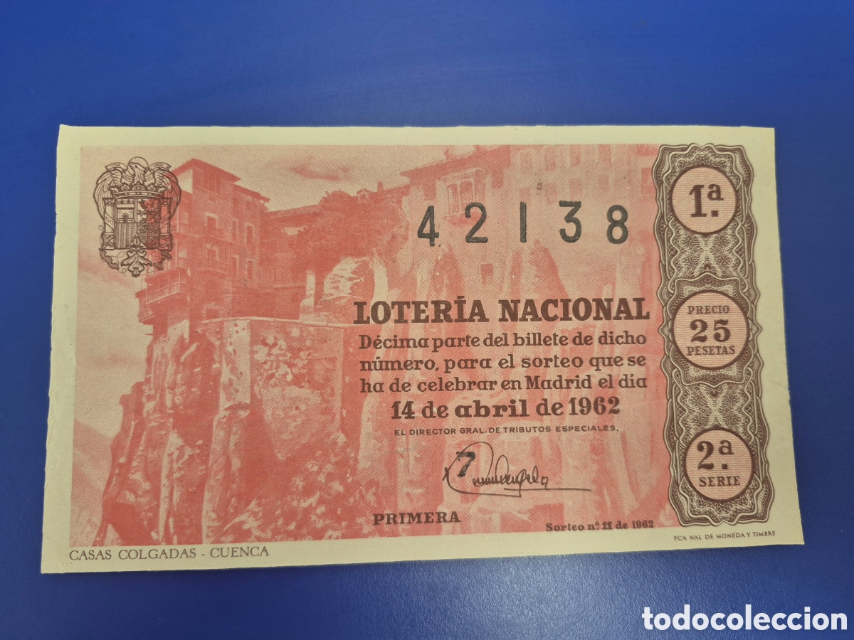 Loter&iacute;a nacional: LOTERIA NACIONAL SORTEO 11 DE 1962 SERIE 2