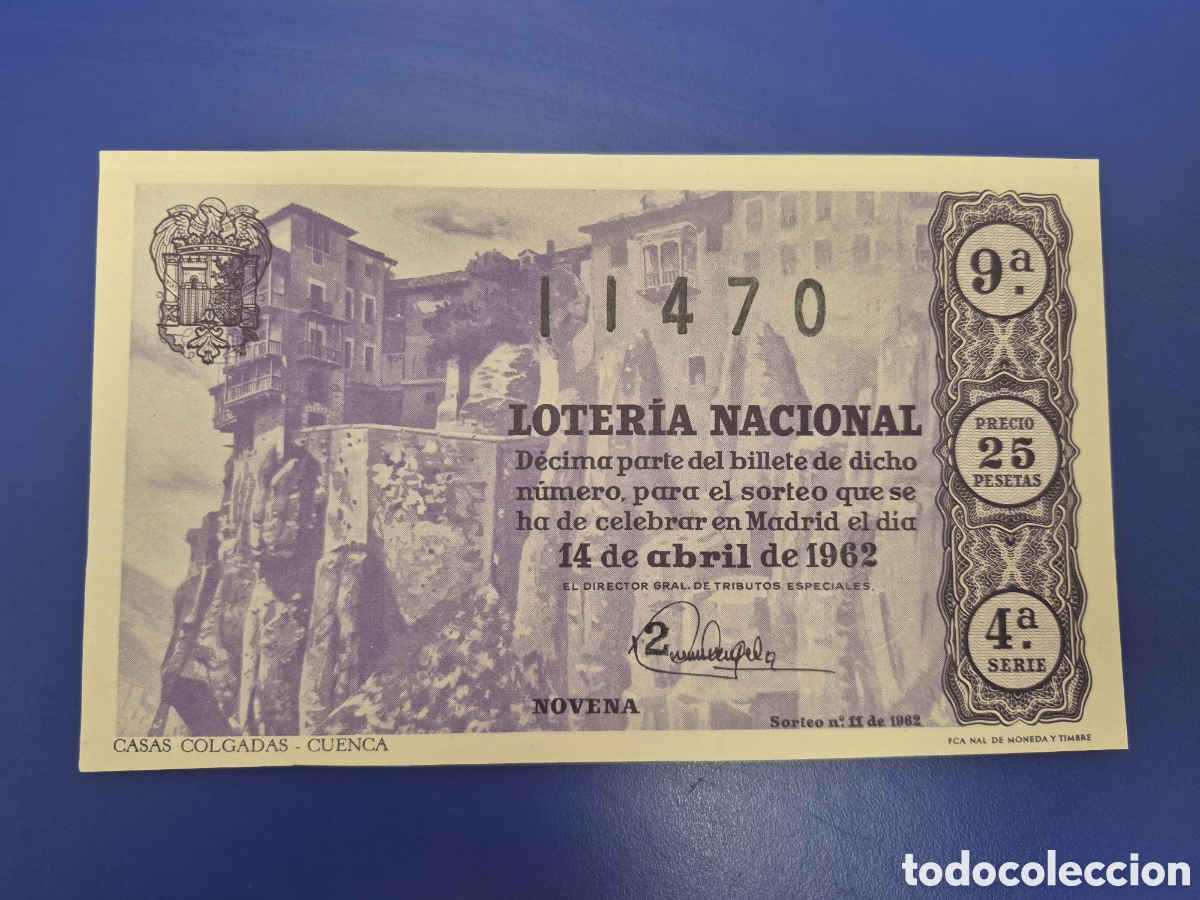 Loter&iacute;a nacional: LOTERIA NACIONAL SORTEO 11 DE 1962 SERIE 4